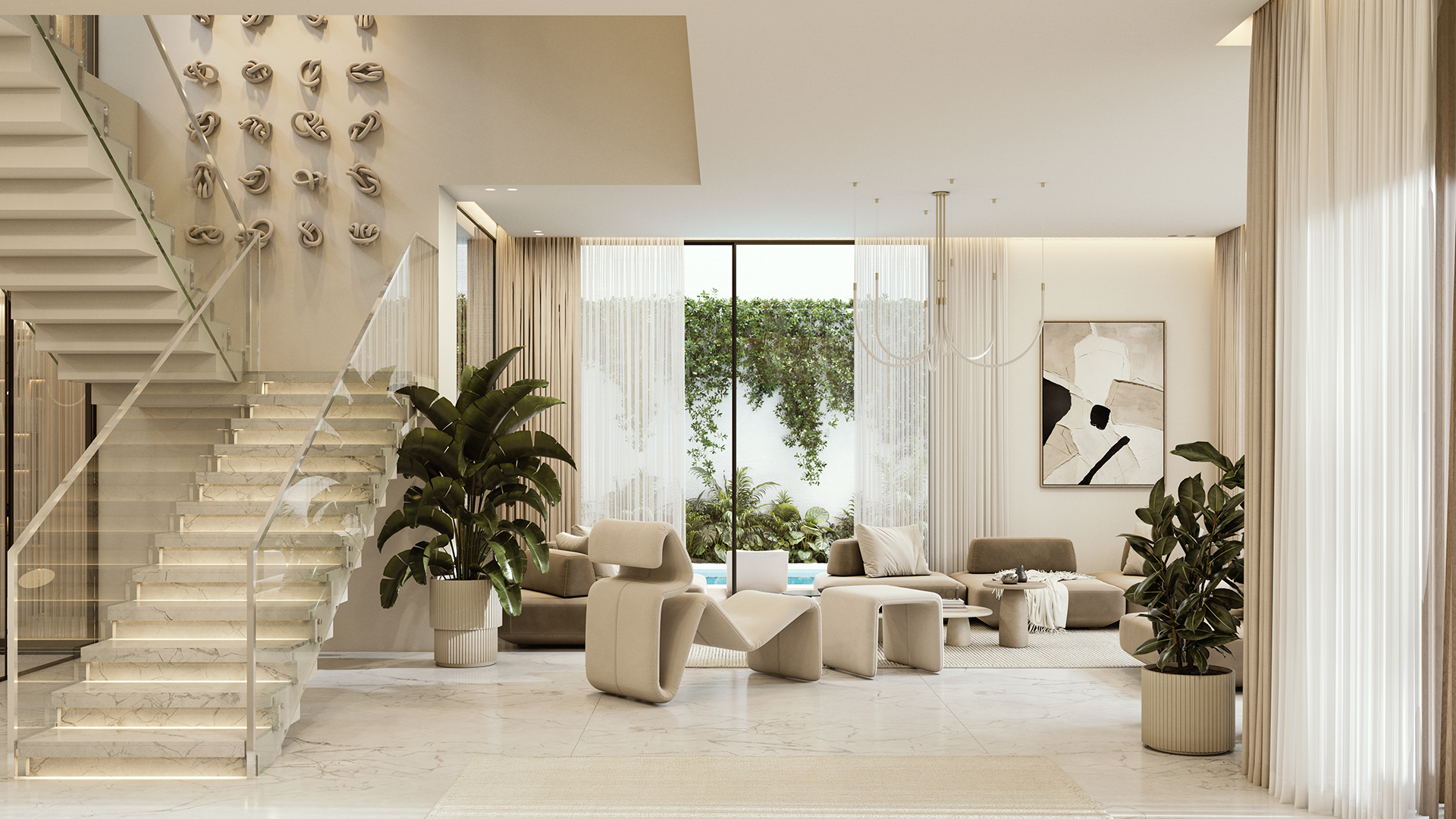 The Dune living room — Lunaya luxury villa Jebel Ali