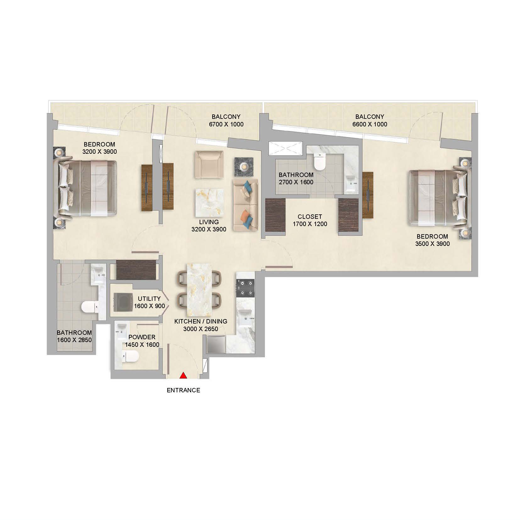 2 Bedroom Type B Floor Plan